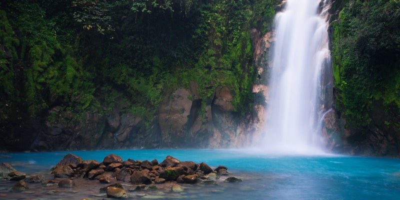 01. Rio Celeste waterfall Tenorio Volcano national park Costa Rica