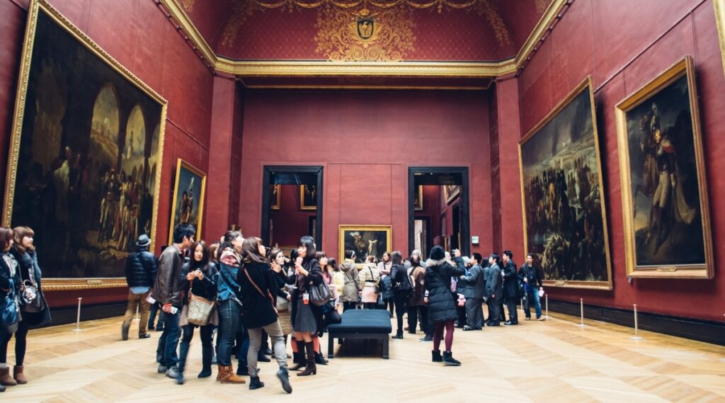 art inside Louvre museum in Paris France